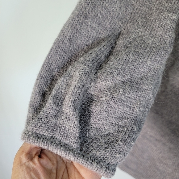 FRENCH CONNECTION Babysoft Ballon Sleeve Cardigan Sz Small Gray Round-Neck - Picture 8 of 12